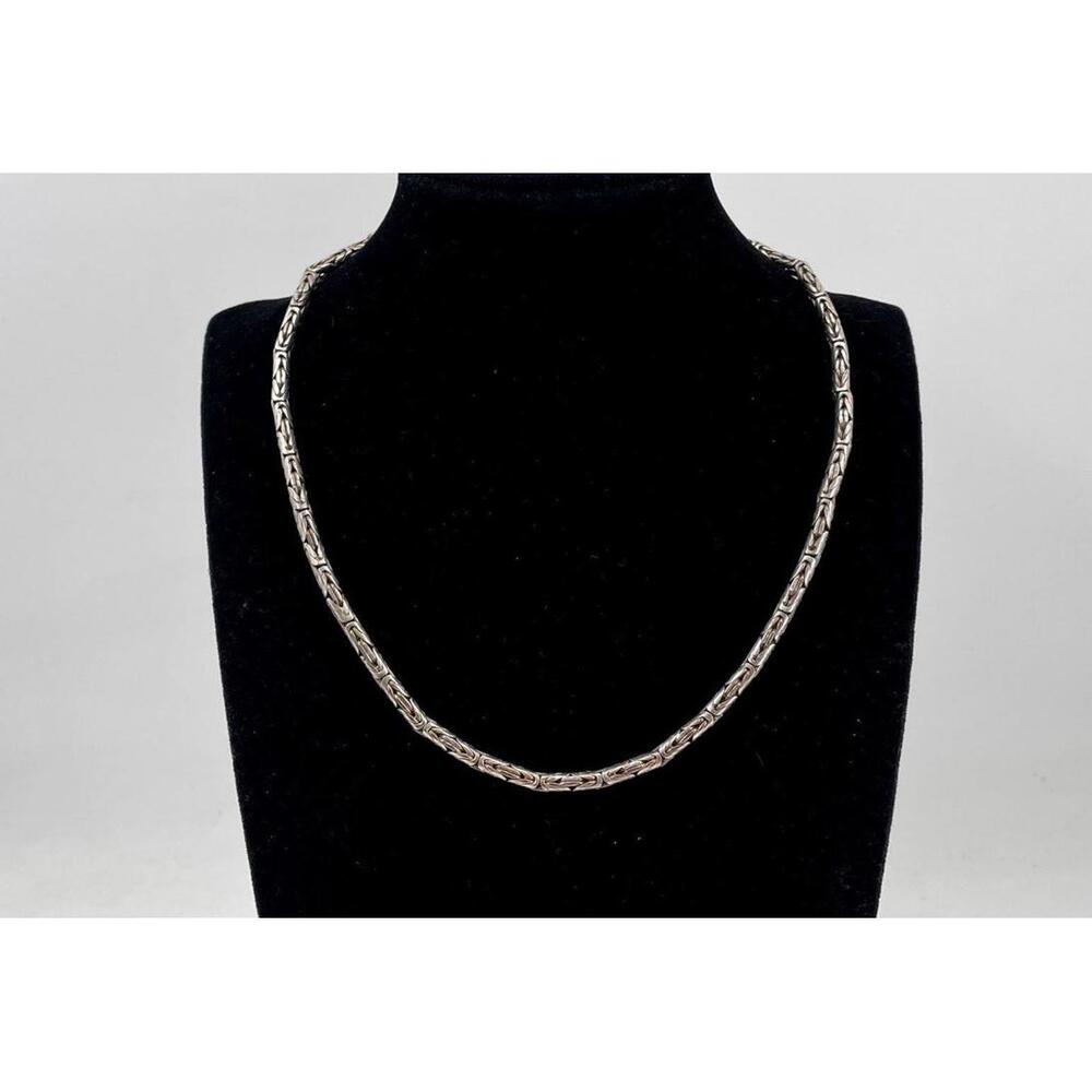 925 Sterling Silver 17" Byzantine Chain Necklace-37.72 grams